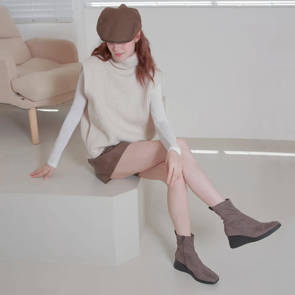 Savona Suede Wedge Boots (Taupe)