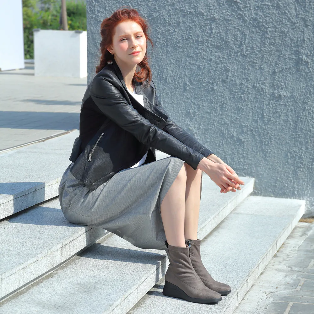 Savona Suede Wedge Boots (Taupe)