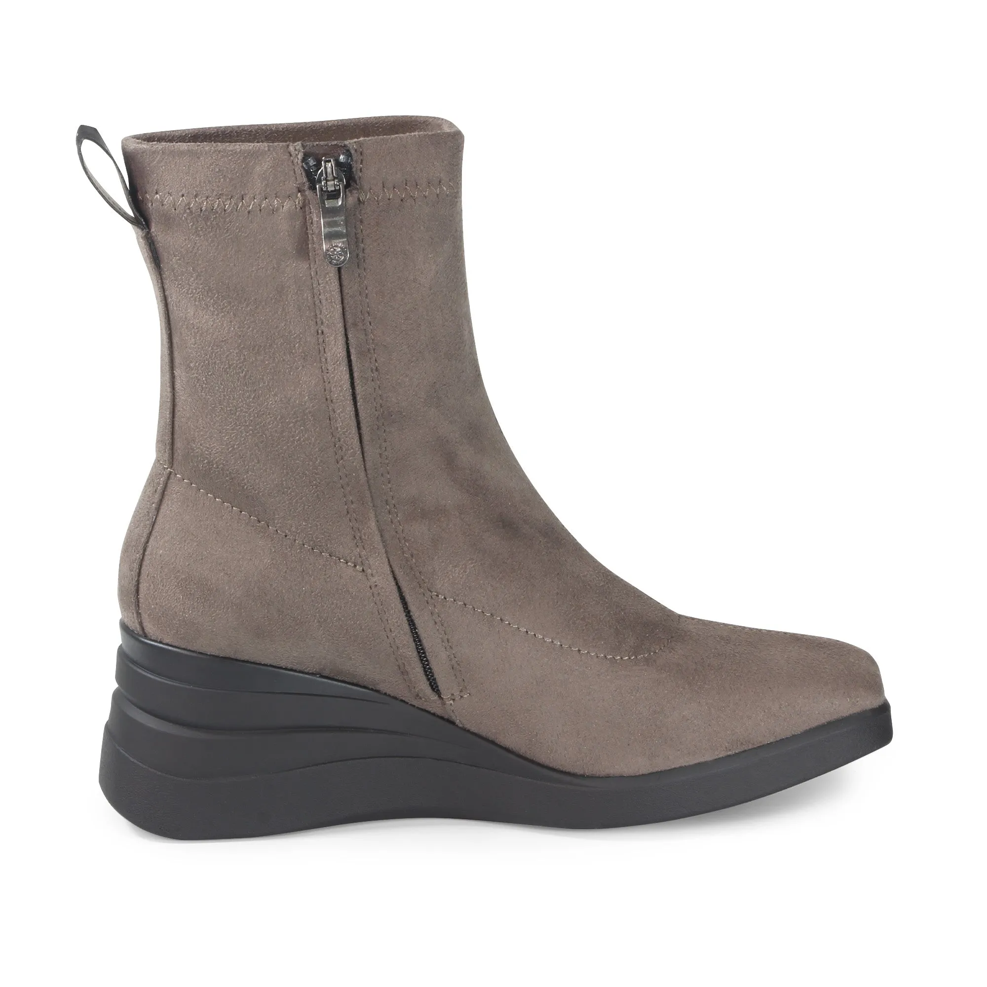 Savona Suede Wedge Boots (Taupe)