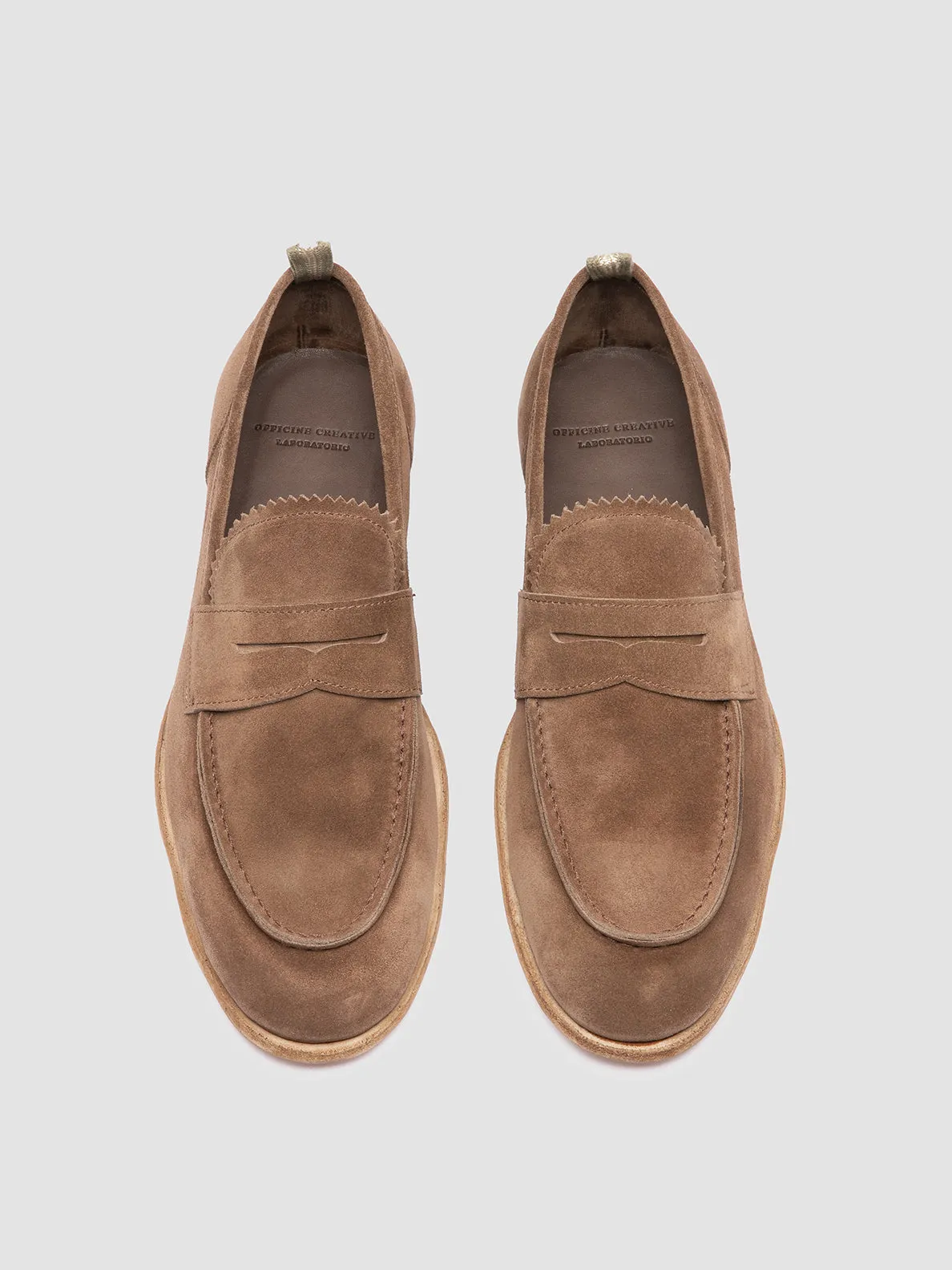 SOLITUDE 001 - Taupe Suede Penny Loafers