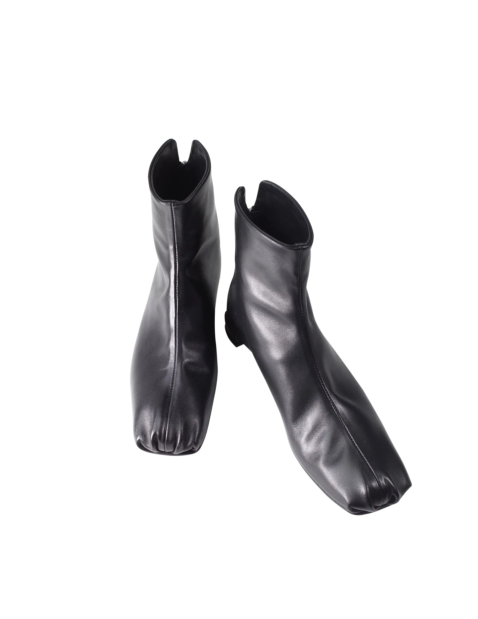 Split-Toe Leather Ankle Boots