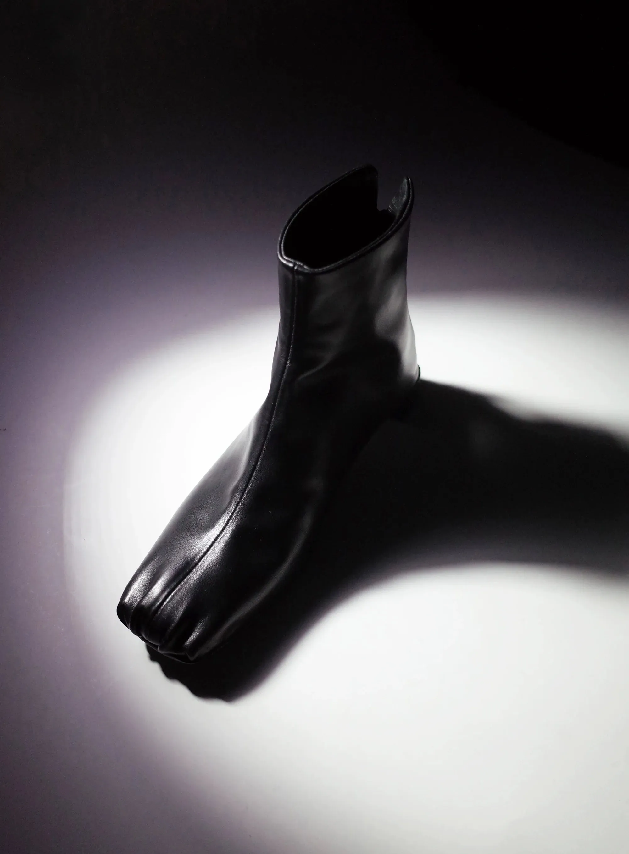 Split-Toe Leather Ankle Boots