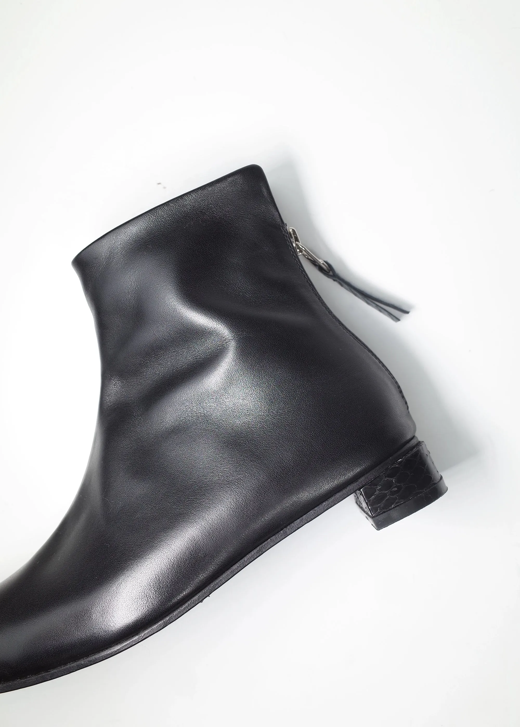 Split-Toe Leather Ankle Boots