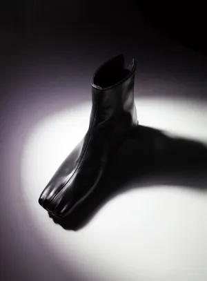 Split-Toe Leather Ankle Boots