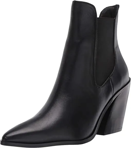STEVEN by Steve Madden Women's GAIL Ankle Boot, Black Leather, 8.5 M US