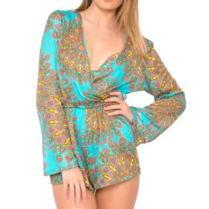SUEÑOS ESTRELLADOS - Wrap Front Long Sleeve Romper