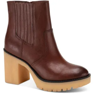 SUN STONE Womens Lennii Faux Leather Ankle Boots Brown 6 Medium (B,M), Mahogny Smooth