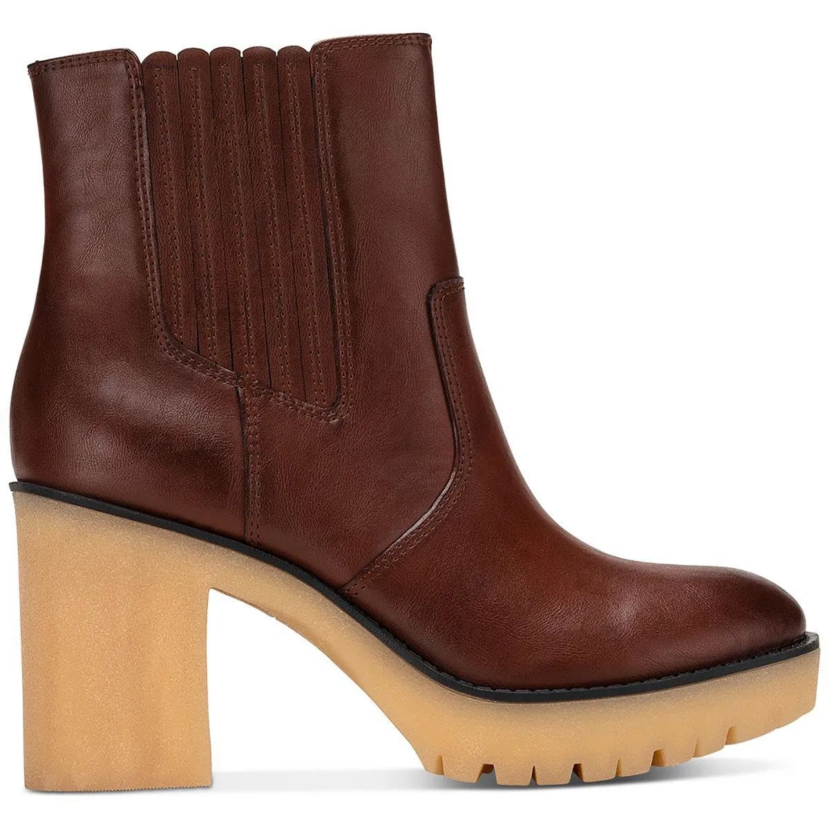 SUN STONE Womens Lennii Faux Leather Ankle Boots Brown 6 Medium (B,M), Mahogny Smooth