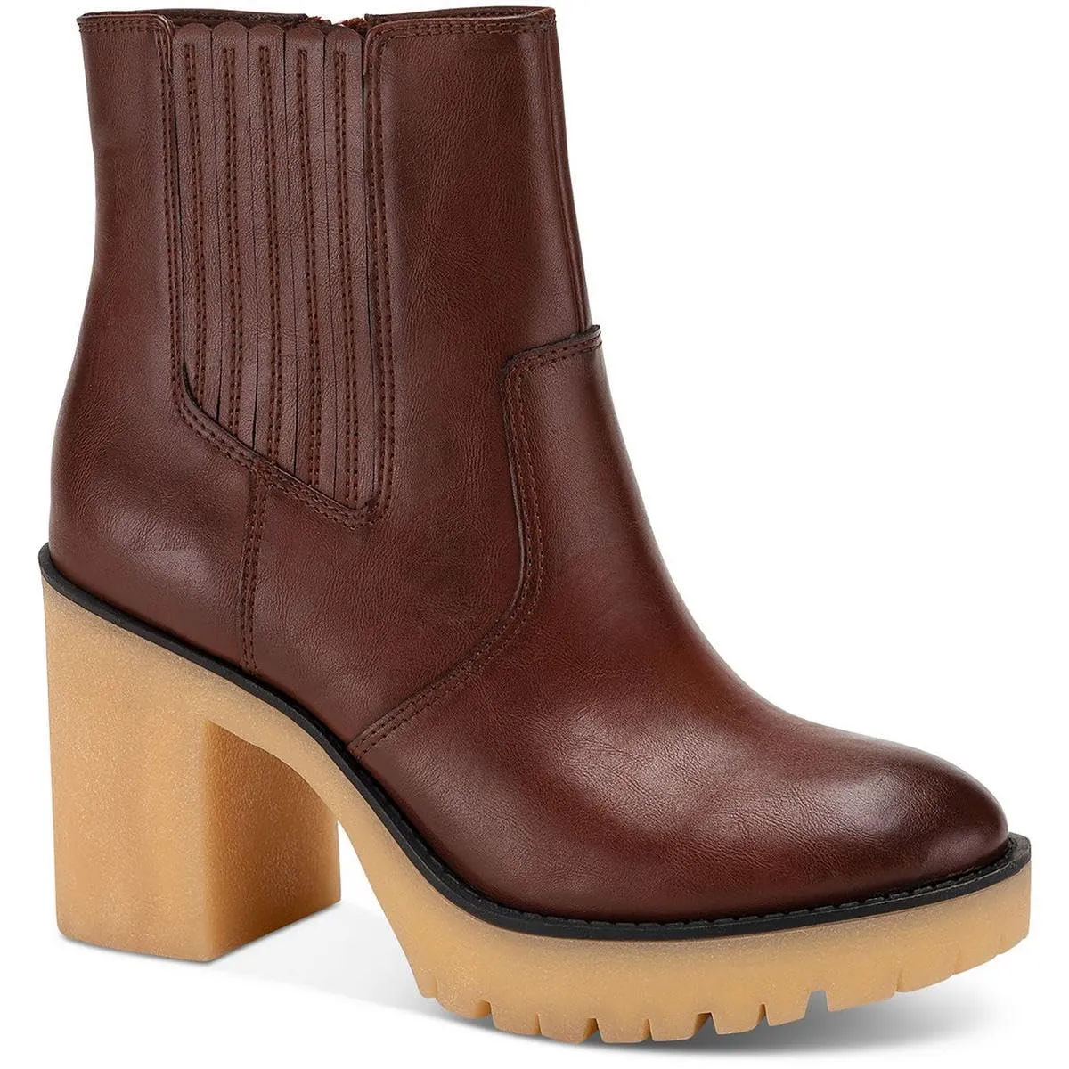 SUN STONE Womens Lennii Faux Leather Ankle Boots Brown 6 Medium (B,M), Mahogny Smooth