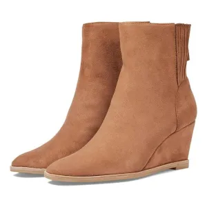 Teera Almond Suede Wedge Ankle Booties