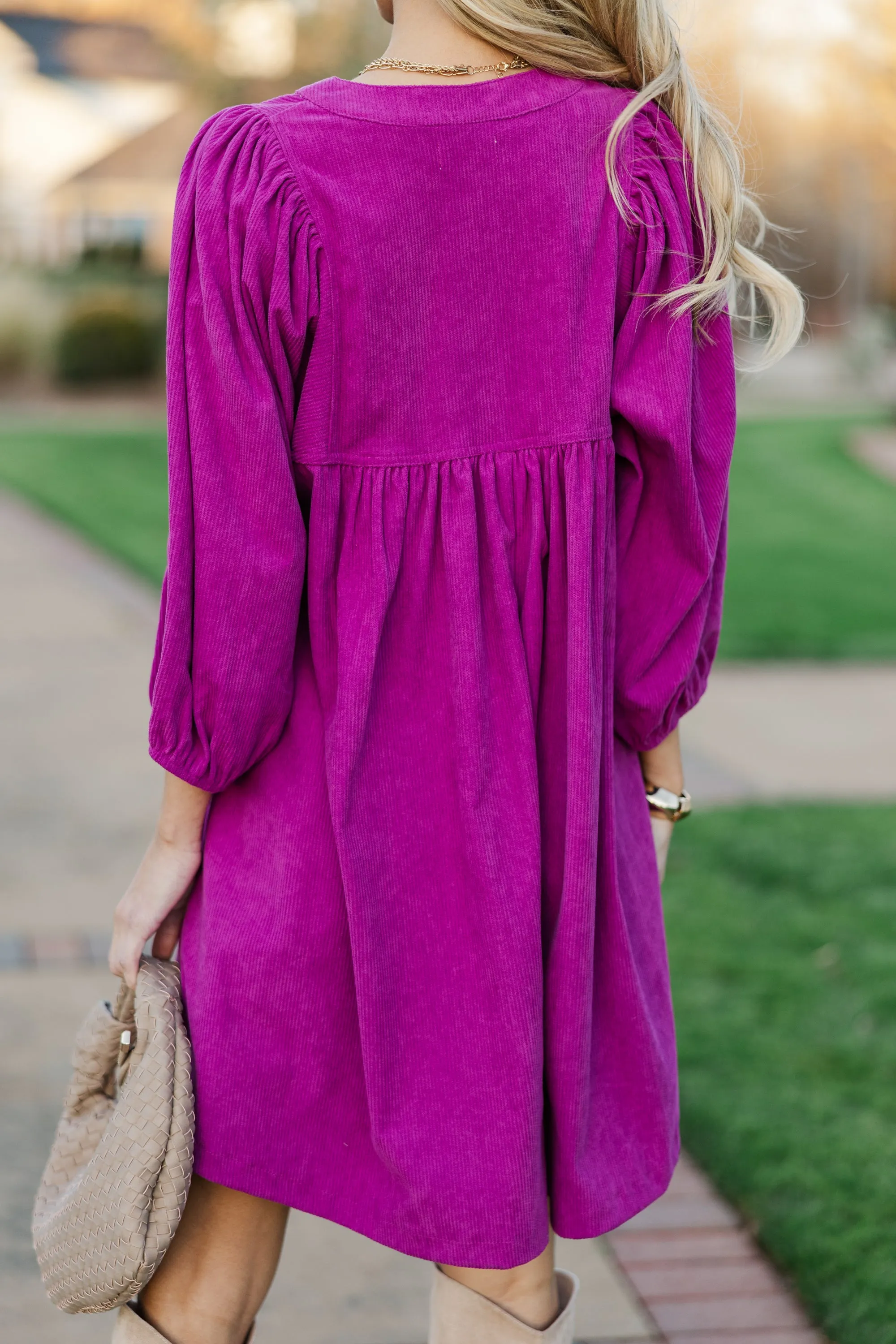 That's All You Magenta Pink Corduroy Dress