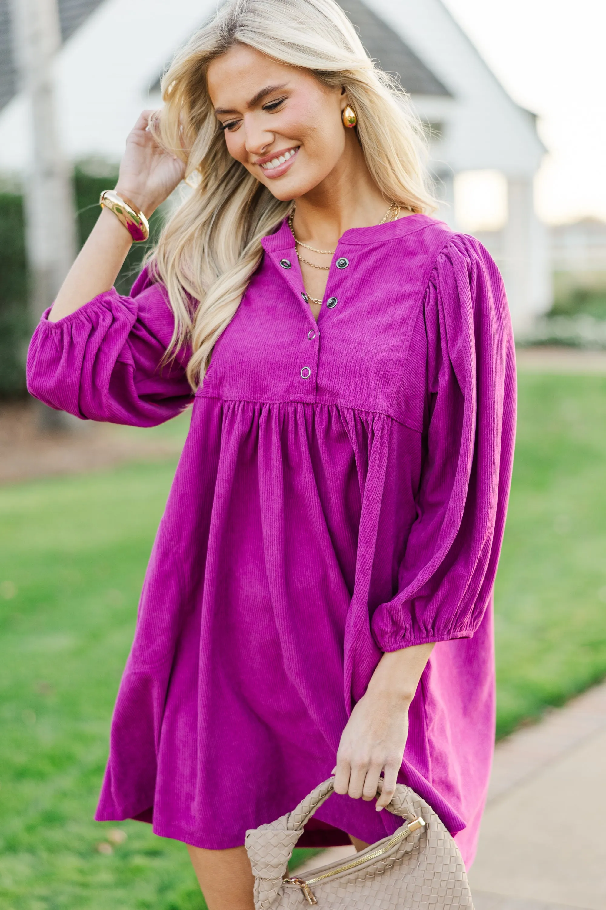 That's All You Magenta Pink Corduroy Dress