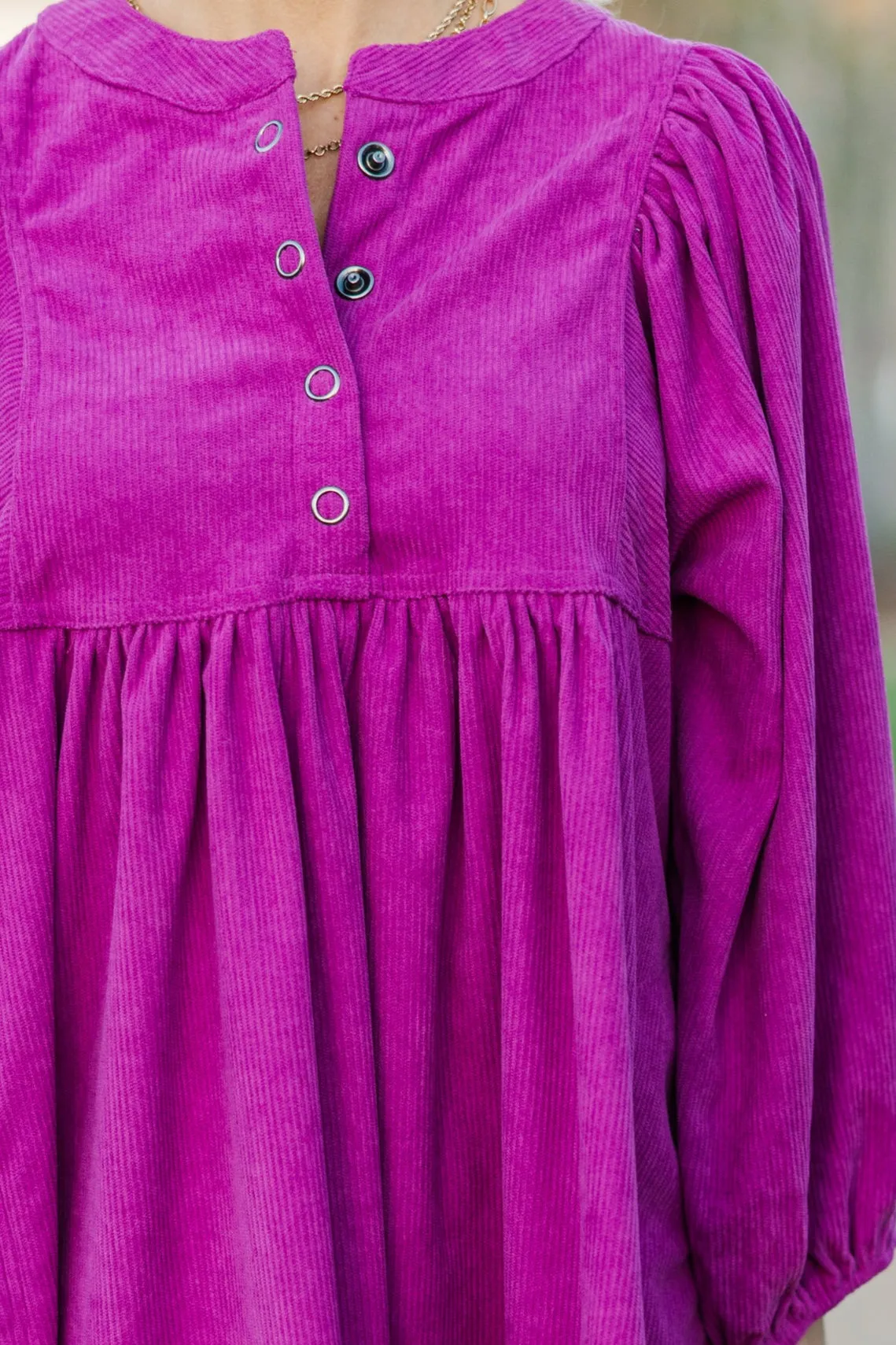 That's All You Magenta Pink Corduroy Dress