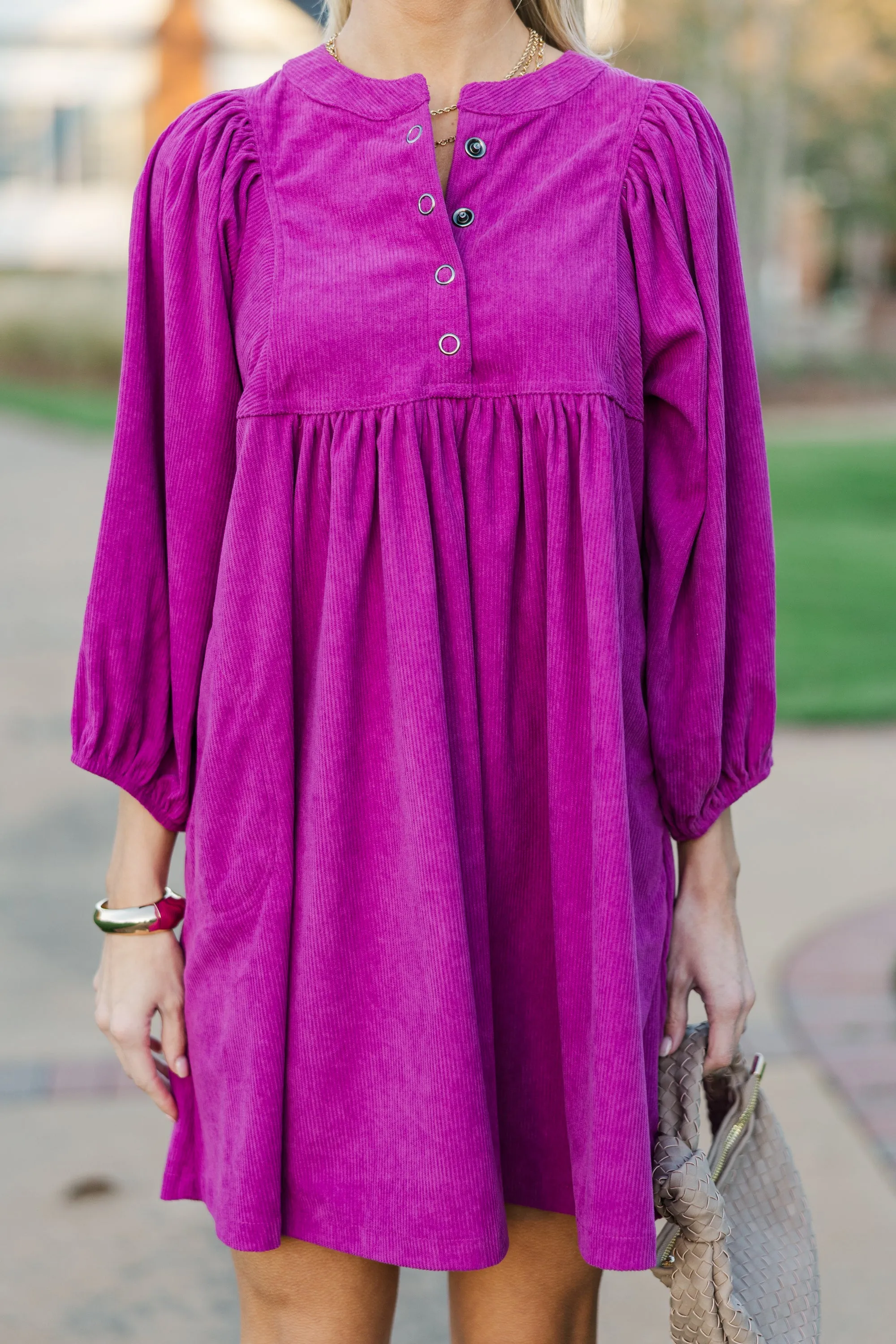 That's All You Magenta Pink Corduroy Dress