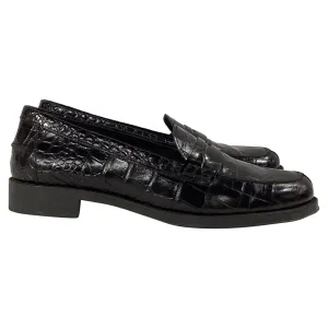 Tod's Croc-Embossed Loafers in Black Leather