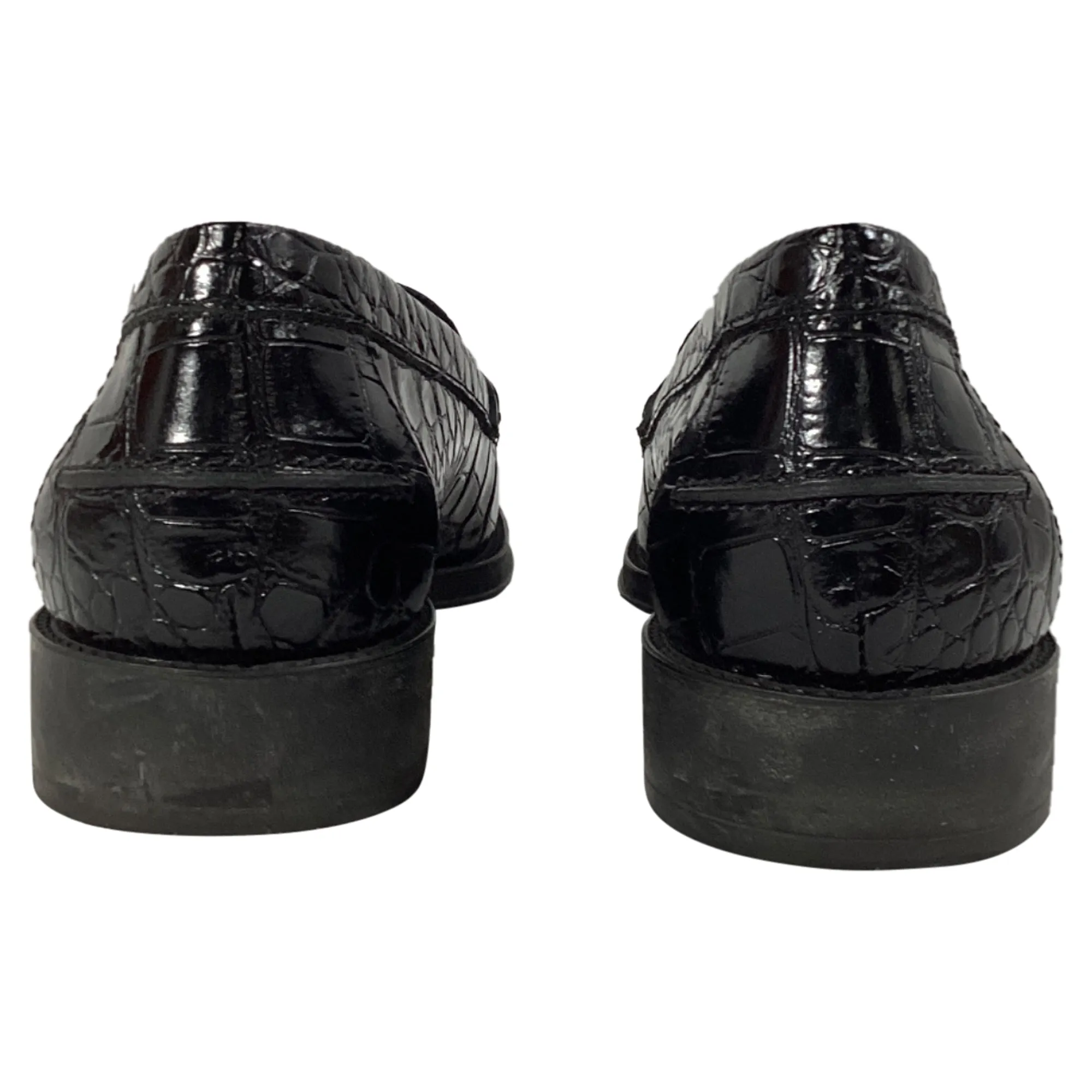 Tod's Croc-Embossed Loafers in Black Leather