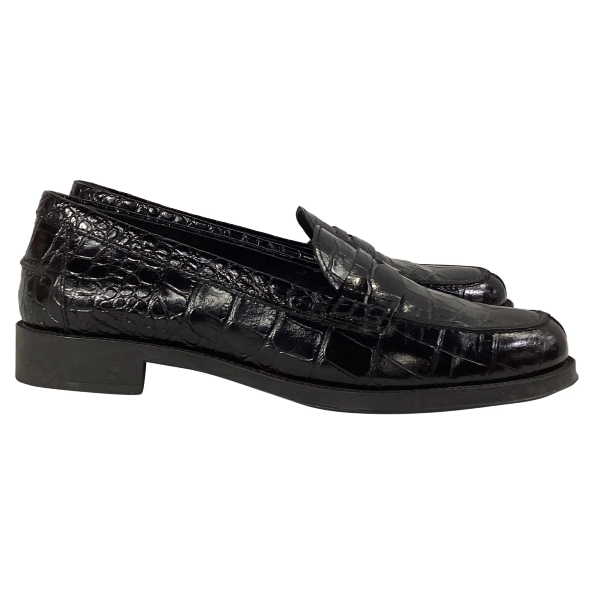 Tod's Croc-Embossed Loafers in Black Leather