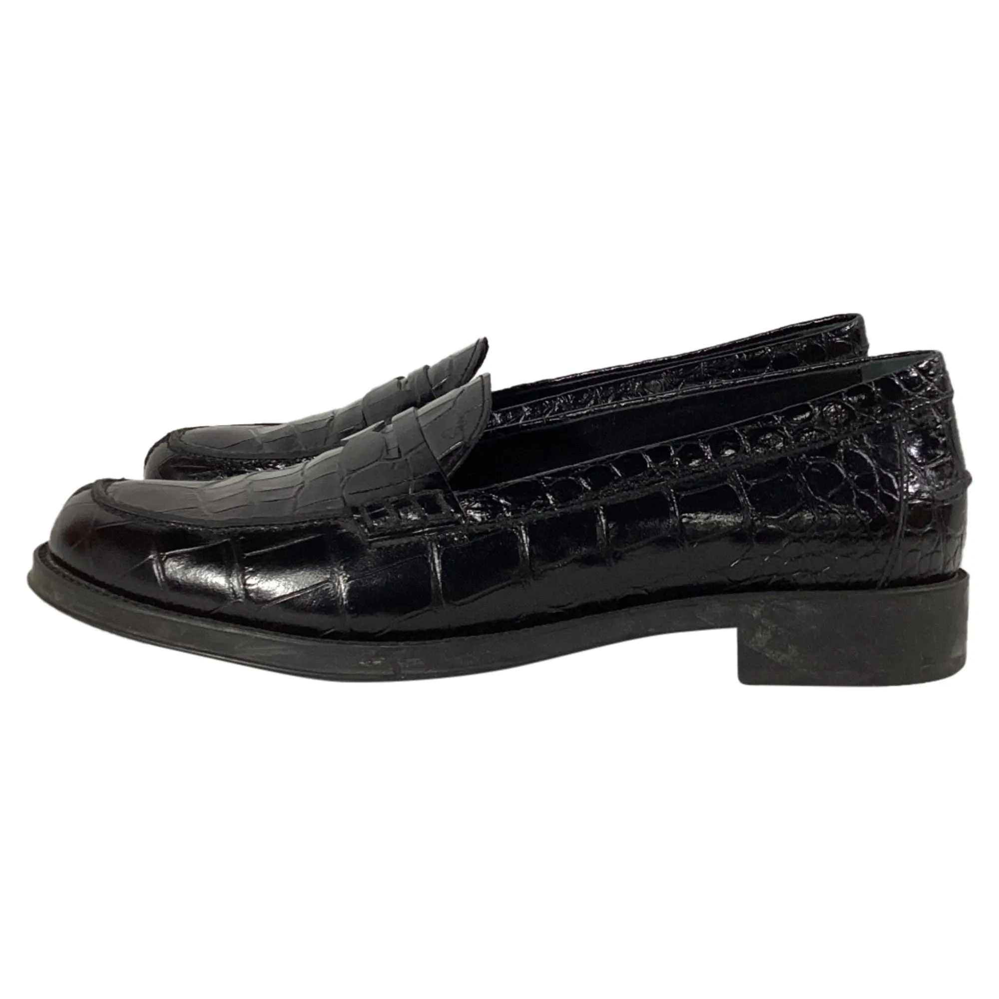 Tod's Croc-Embossed Loafers in Black Leather