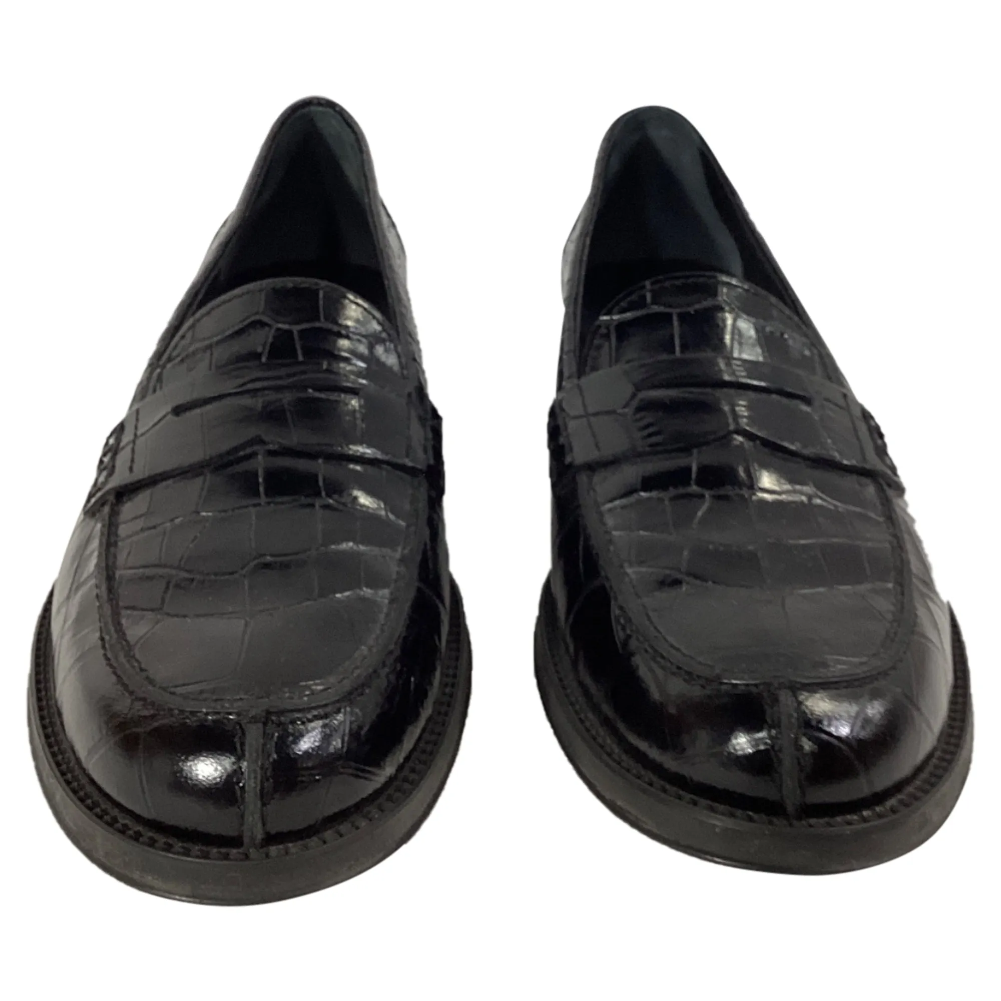 Tod's Croc-Embossed Loafers in Black Leather