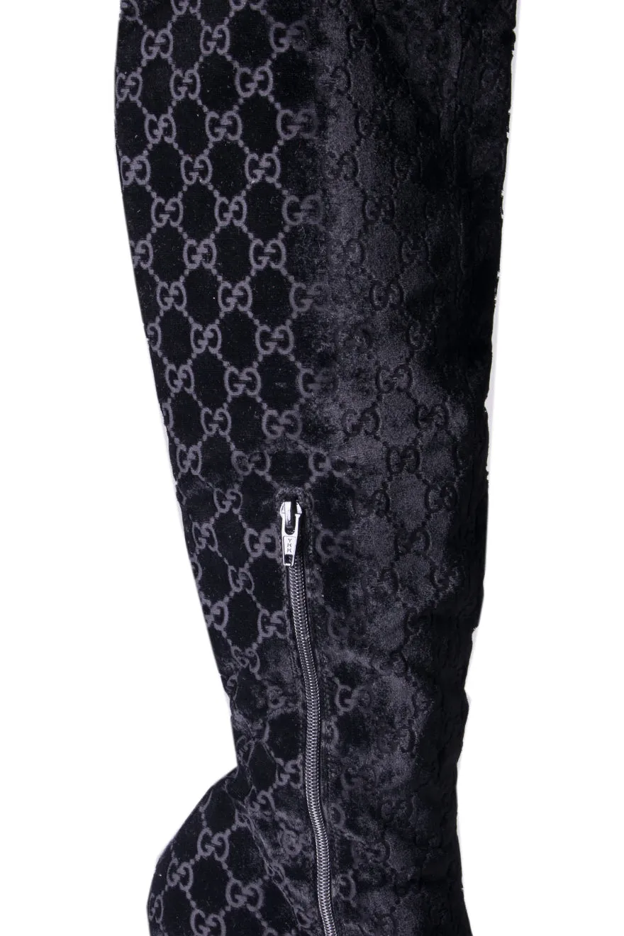 Velvet Monogram Boots
