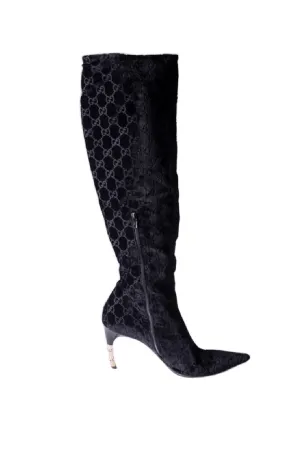 Velvet Monogram Boots