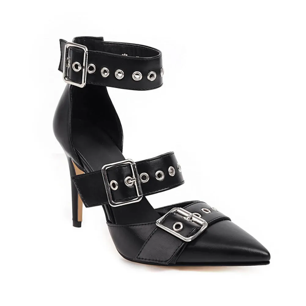 Vintage Belt Buckle High Heel Sandals