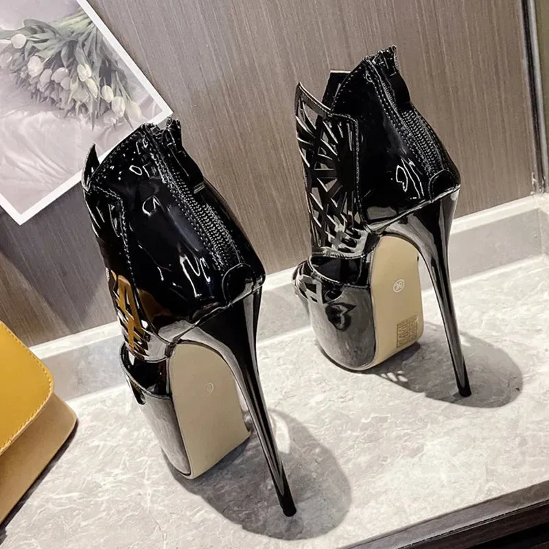 VougeVamp Peep Toe Platform Ankle Boots - High Heel Runway Shoes for Women