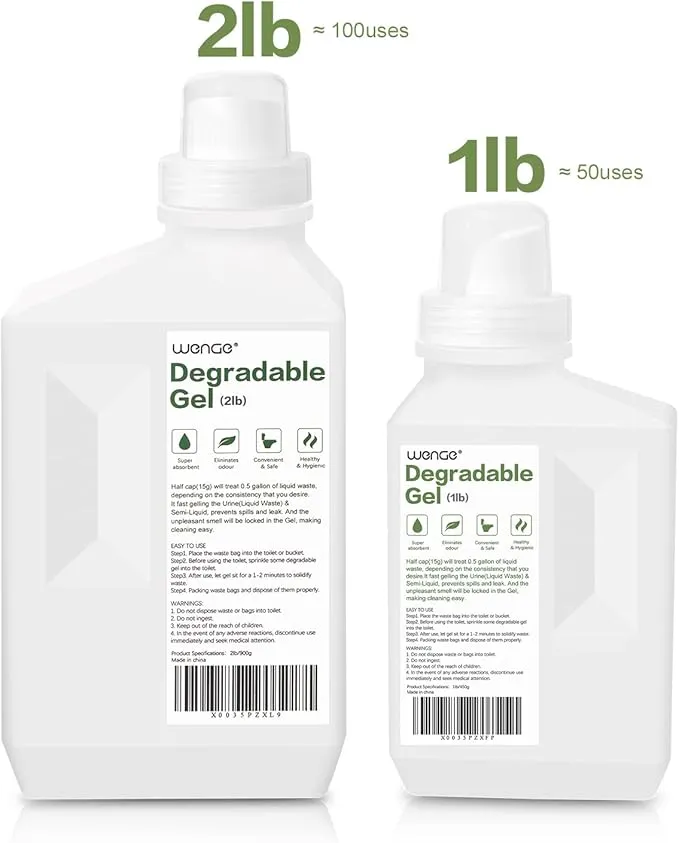 Wenge Urine Liquid Waste Gel for Portable Toilet - 1LB - Pee Powder for Camping Toilet, Eco Absorbent Gel,Outdoor Emergency Toilet Waste Treatment