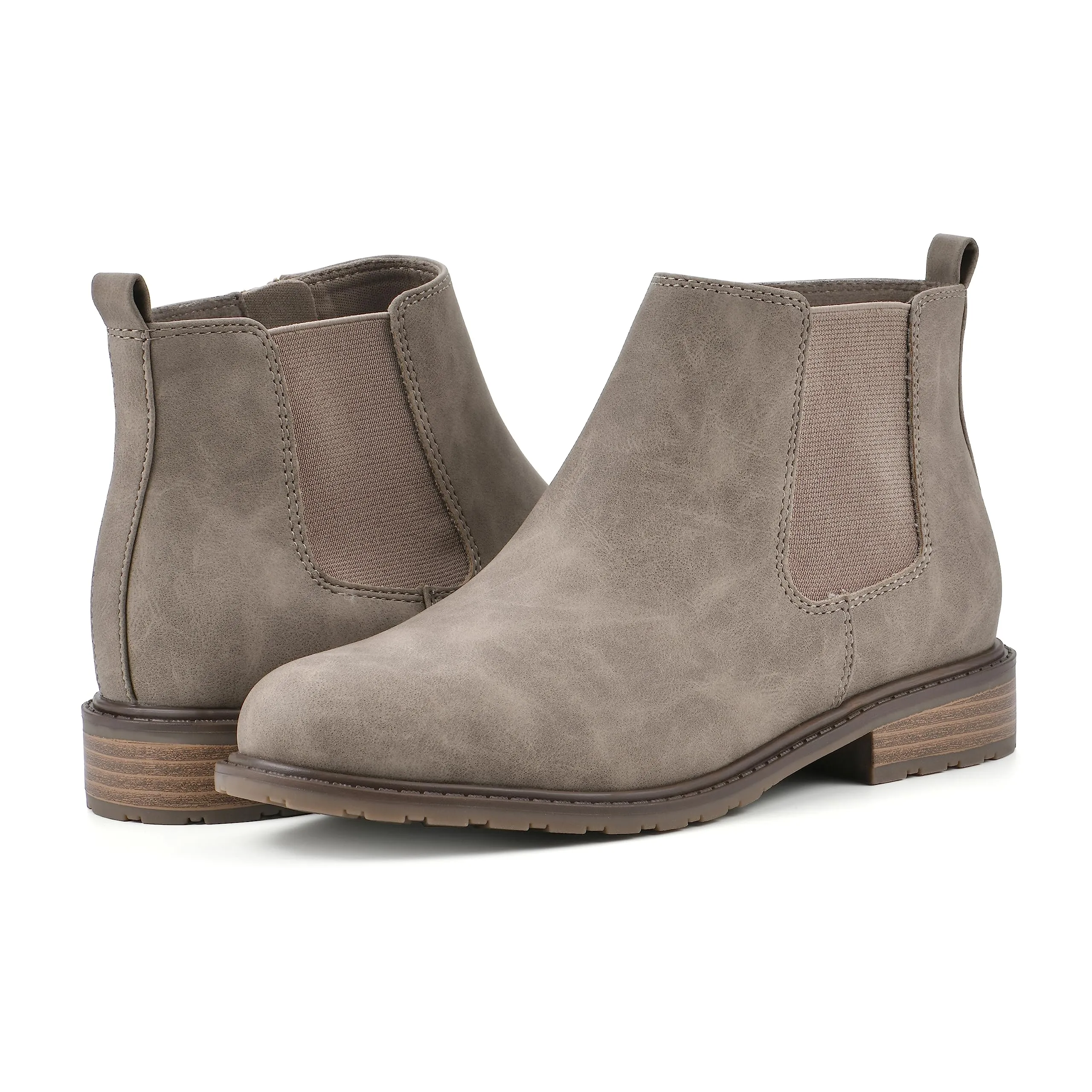 WHITE MOUNTAIN Women's Shoes Caching Block Heel Chelsea Bootie, Taupe/Smooth, 10 M