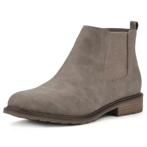 WHITE MOUNTAIN Women's Shoes Caching Block Heel Chelsea Bootie, Taupe/Smooth, 9 M