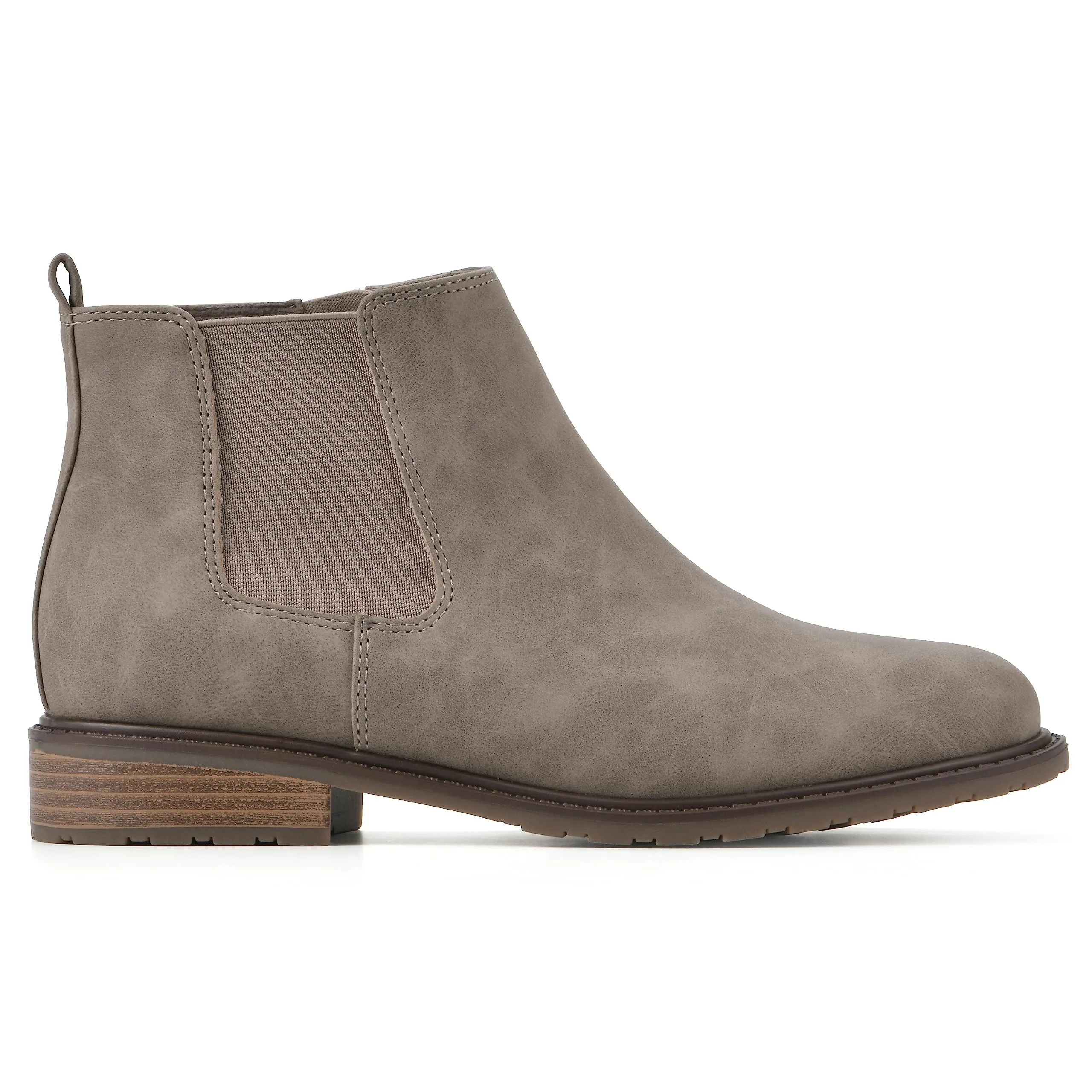 WHITE MOUNTAIN Women's Shoes Caching Block Heel Chelsea Bootie, Taupe/Smooth, 9 M