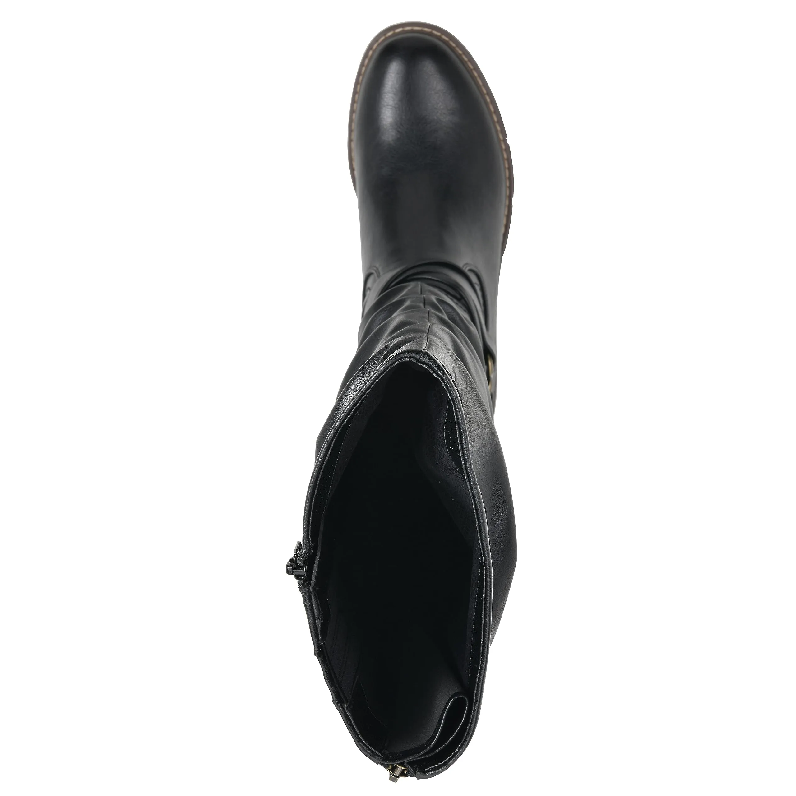 WHITE MOUNTAIN Women's Shoes Crammers Stack-Heeled Tall Boot, Black/Burn/Smooth, 6 M