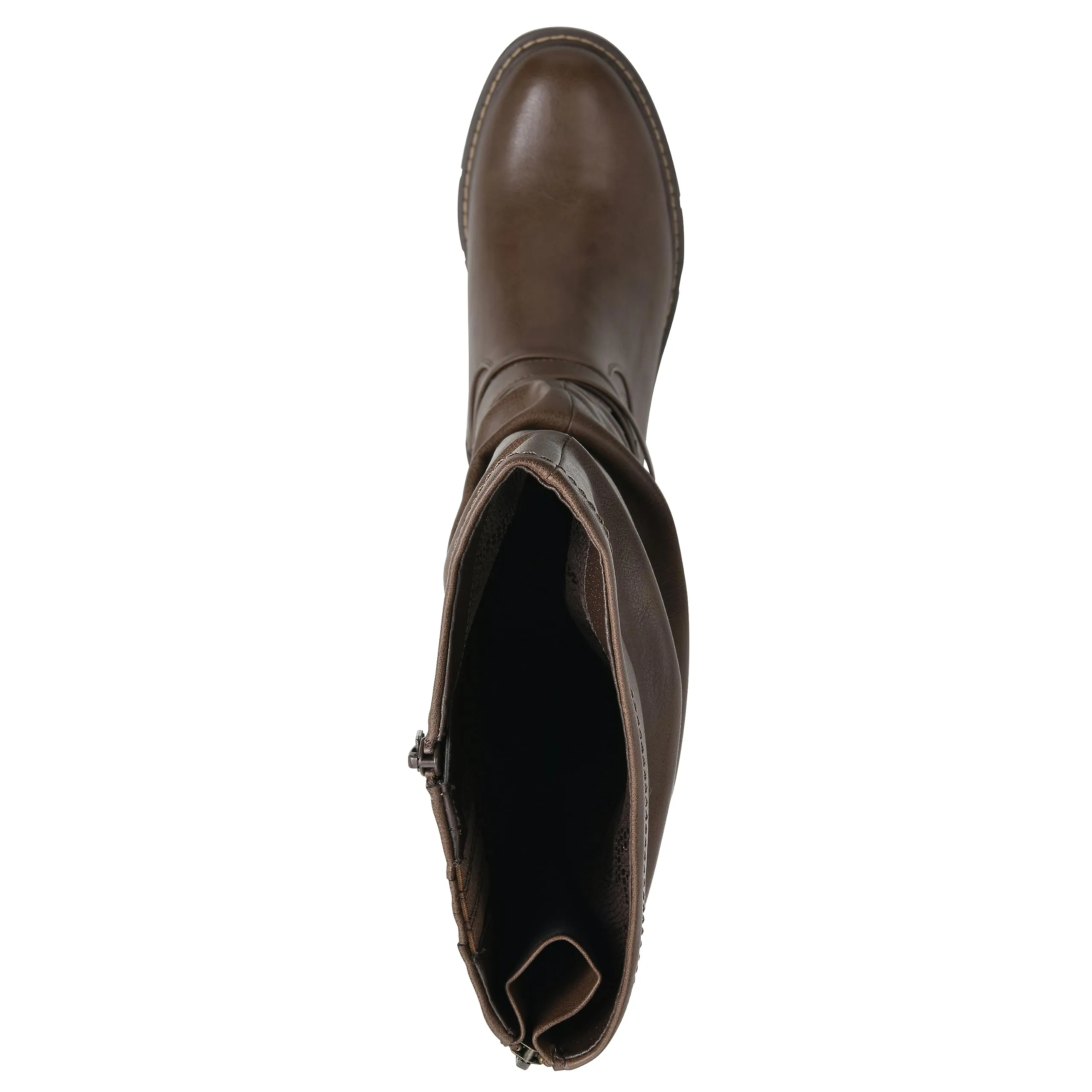 WHITE MOUNTAIN Women's Shoes Crammers Stack-Heeled Tall Boot, Chestnut/Smooth, 9 M