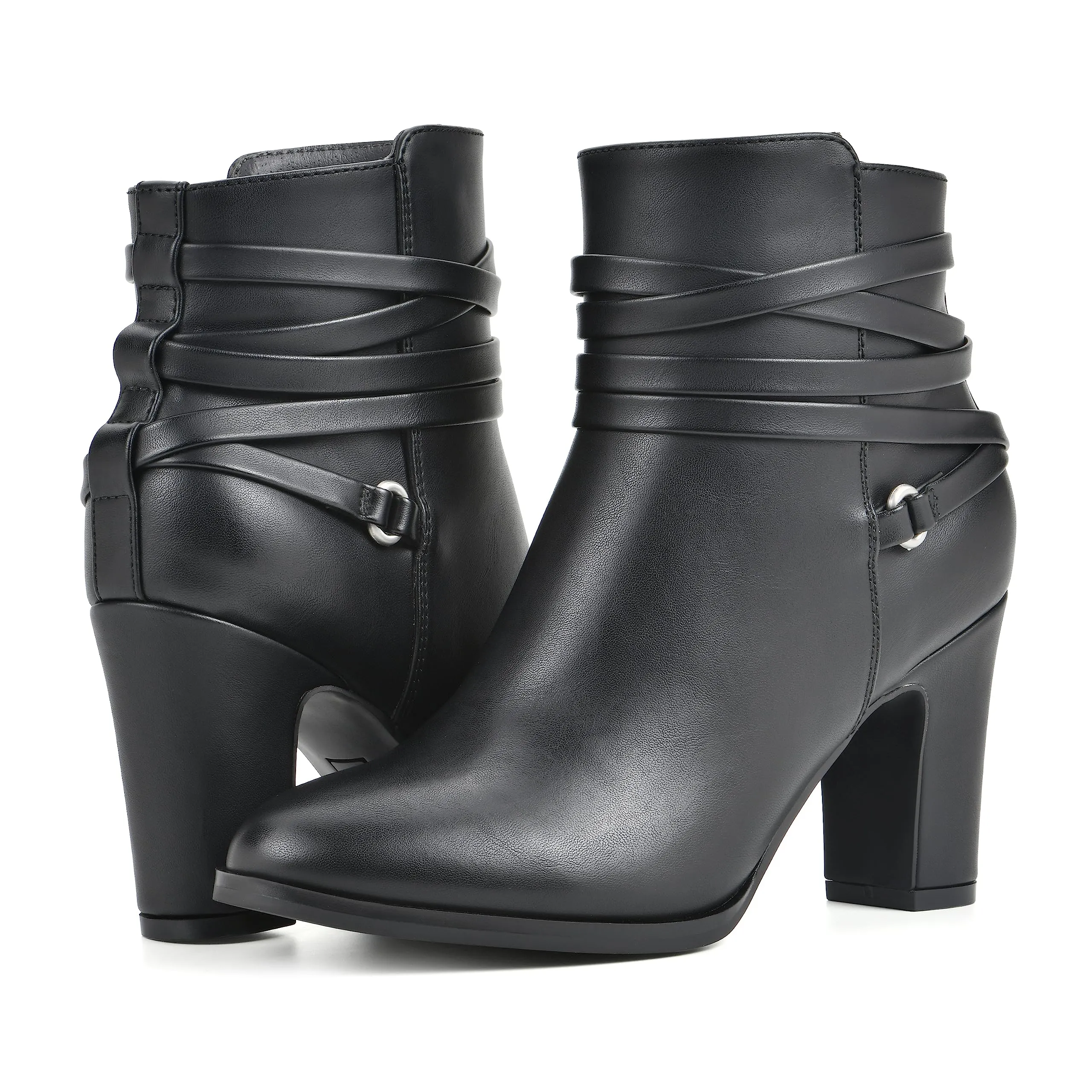 WHITE MOUNTAIN Women's Shoes Teaser Block Heel Bootie, Black/Smooth, 10 M