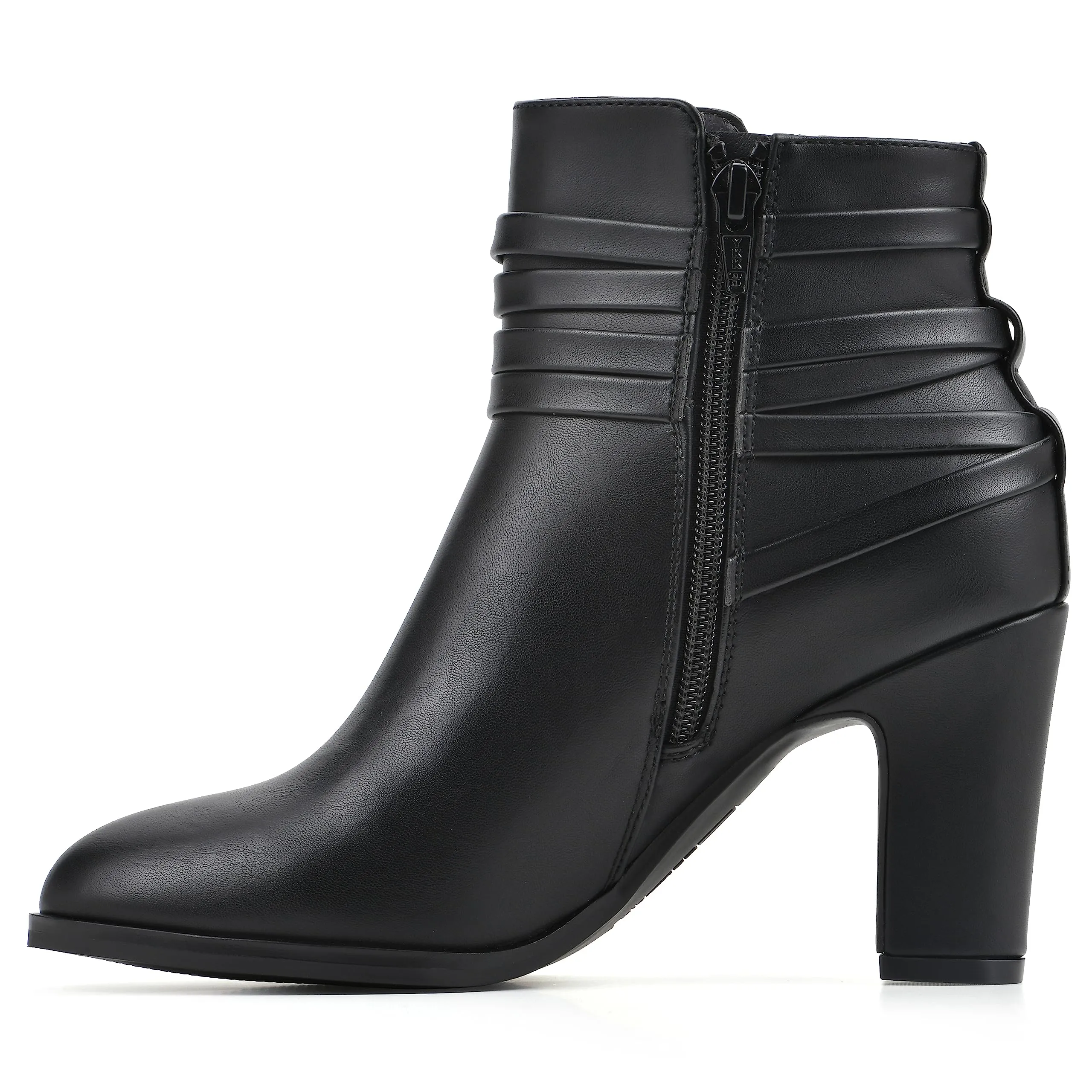 WHITE MOUNTAIN Women's Shoes Teaser Block Heel Bootie, Black/Smooth, 10 M