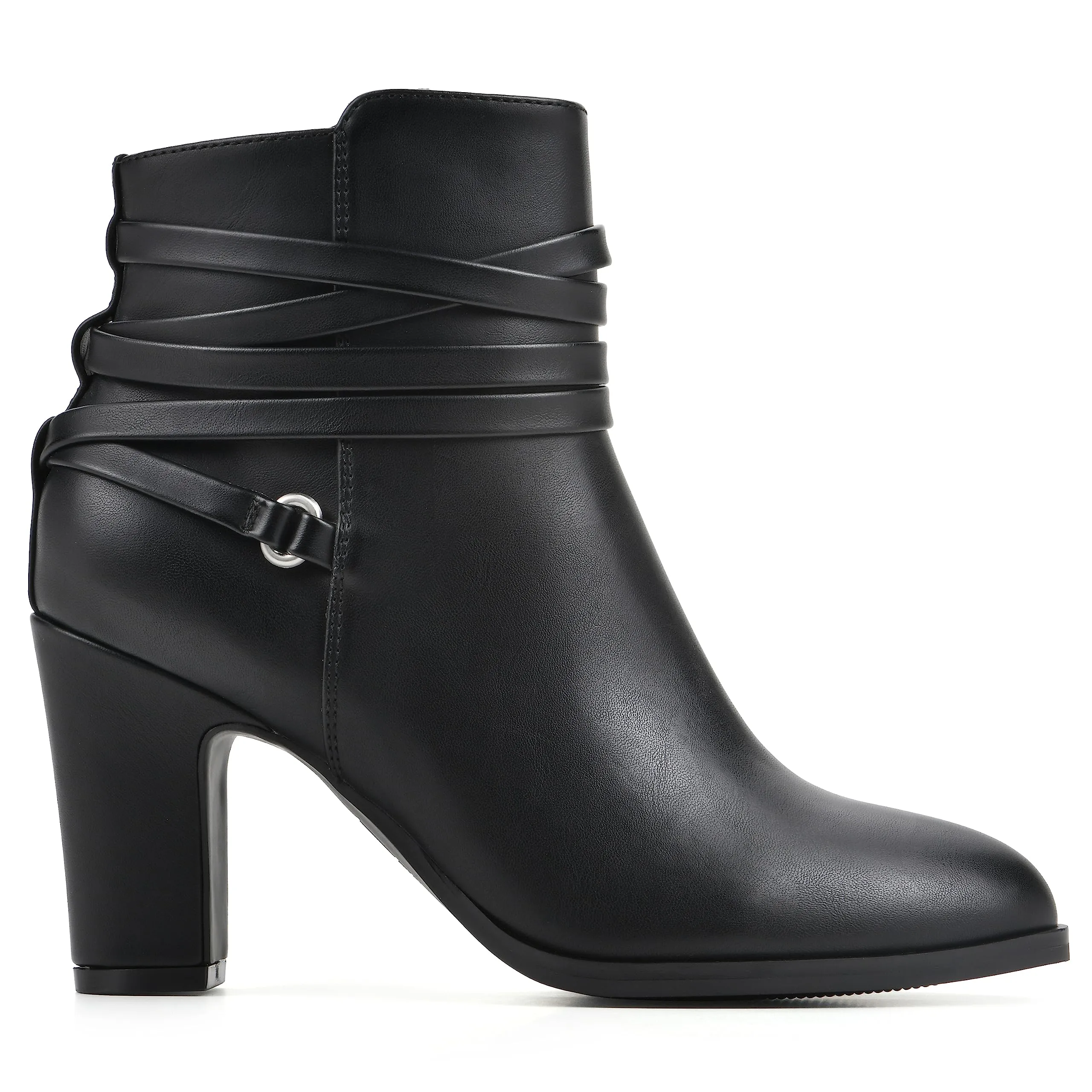 WHITE MOUNTAIN Women's Shoes Teaser Block Heel Bootie, Black/Smooth, 10 M