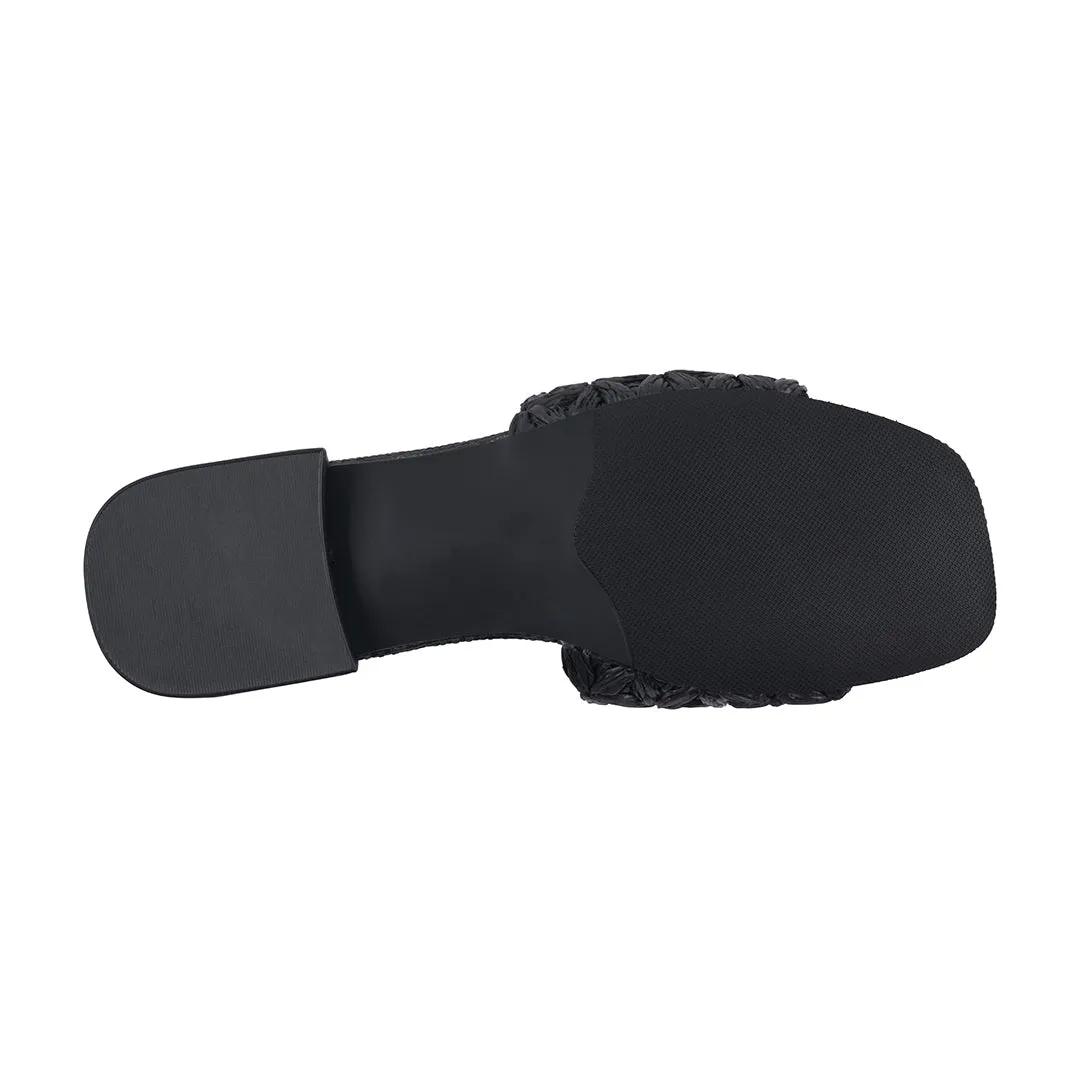 Women's Kendra Black Woven Flat Sandals