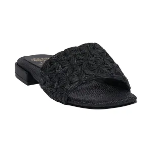 Women's Kendra Black Woven Flat Sandals