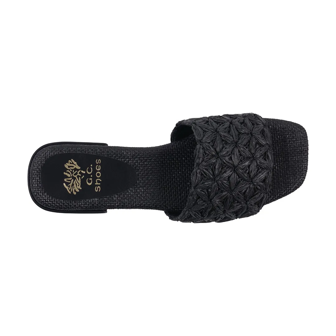Women's Kendra Black Woven Flat Sandals