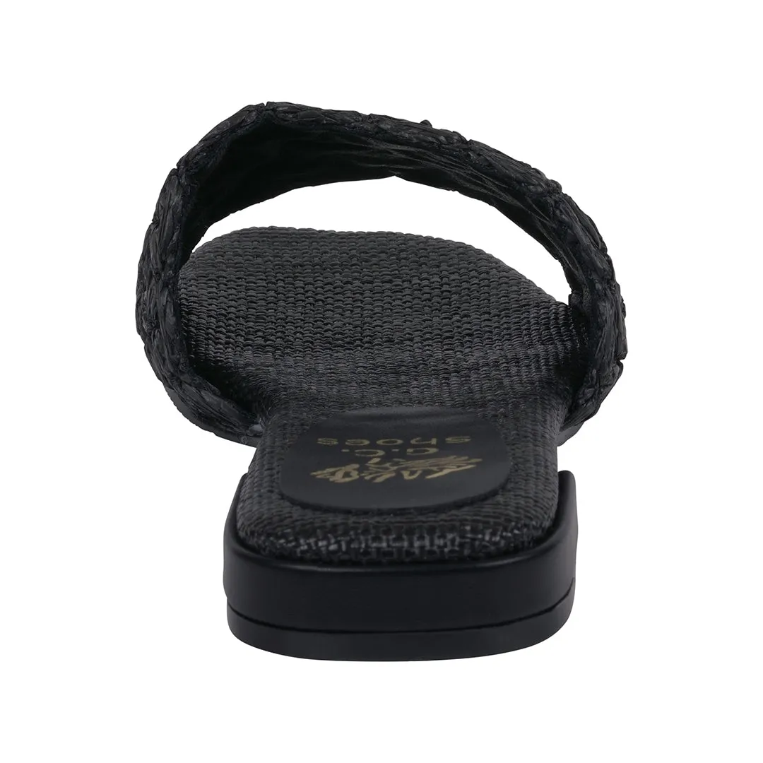Women's Kendra Black Woven Flat Sandals