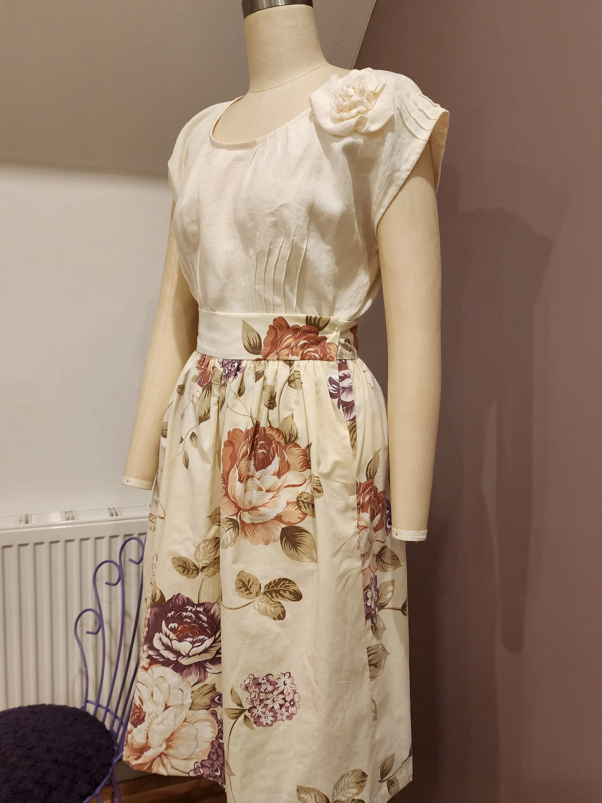 Zero Waste Gathered Skirt - Peonies